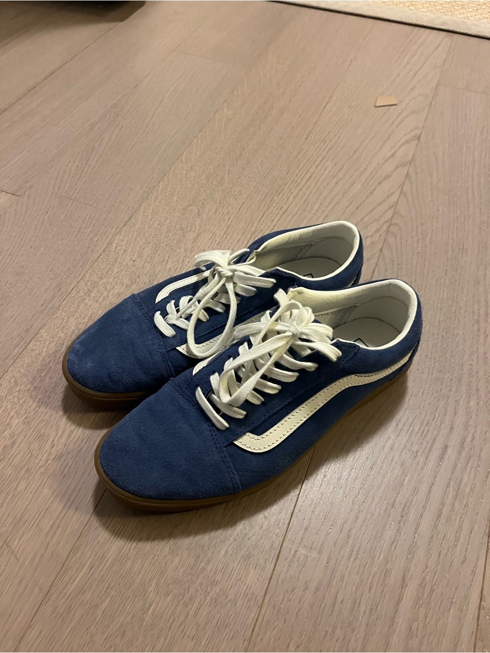 Vans Blue Suede Women’s Sneakers with Cream Stripe